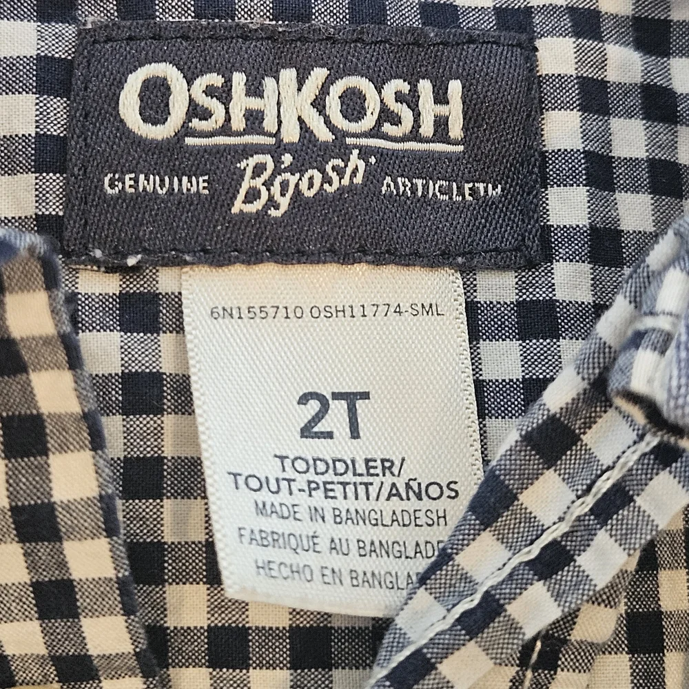 OshKosh B'gosh Navy and White Gingham Button-Up Shirt